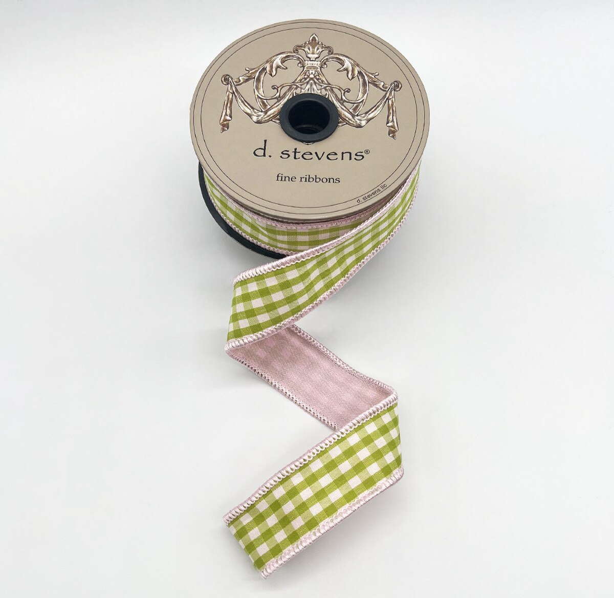 Lime and White Gingham Check Ribbon