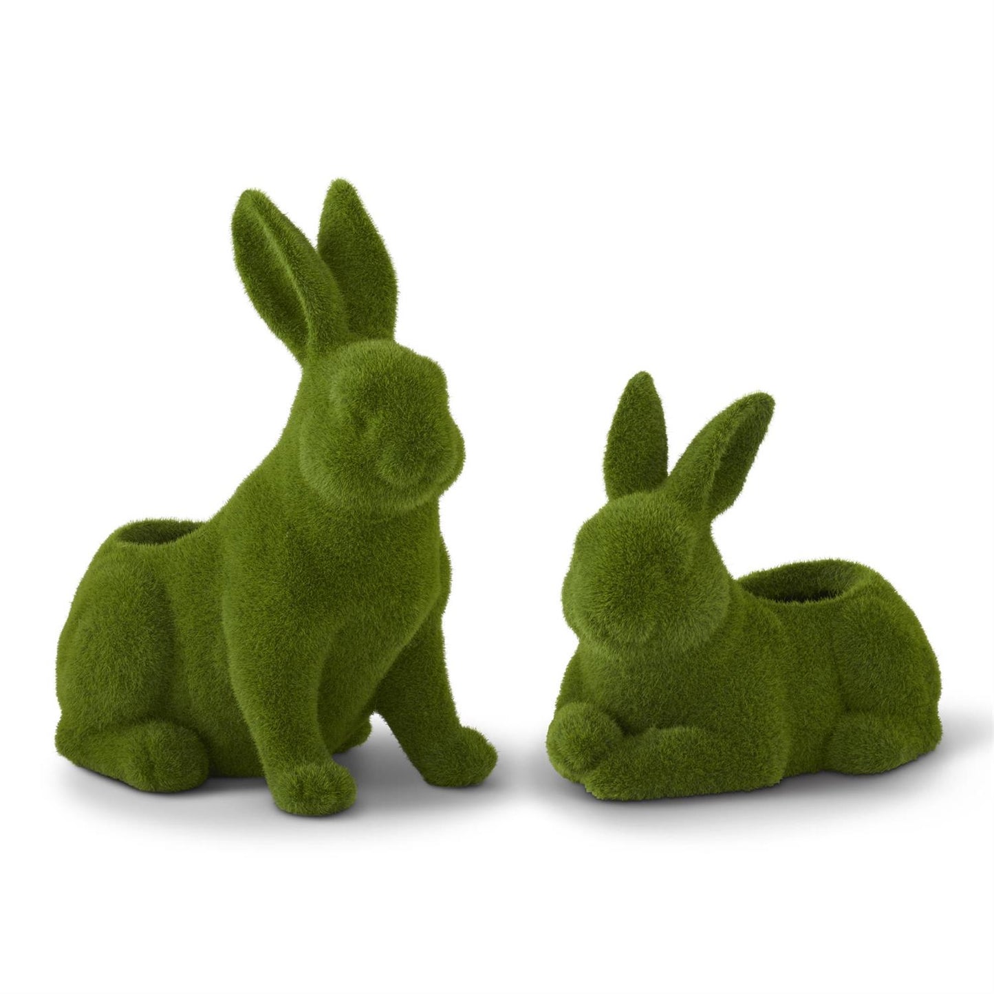 Green Flocked Mossy Rabbit Container