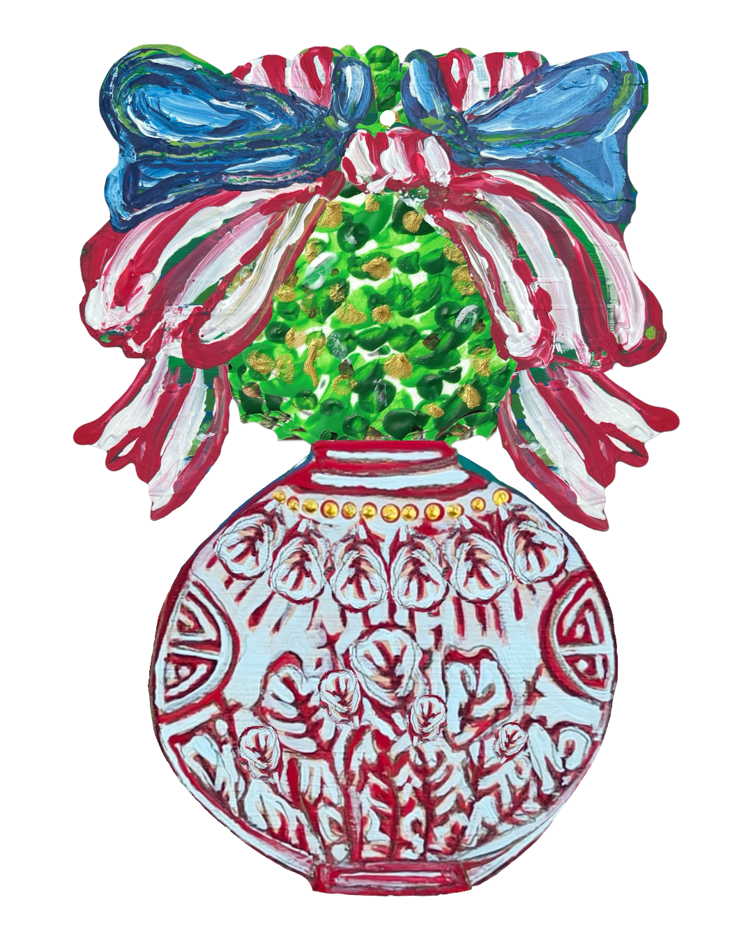 Topiary in Red Ginger Jar Door Hanger