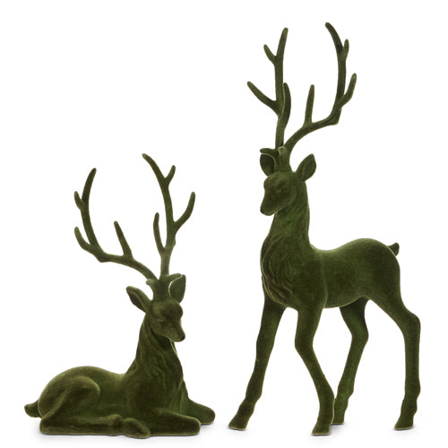 Green Flocked Deer S/2