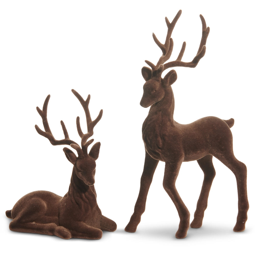 Brown Flocked Deer S/2