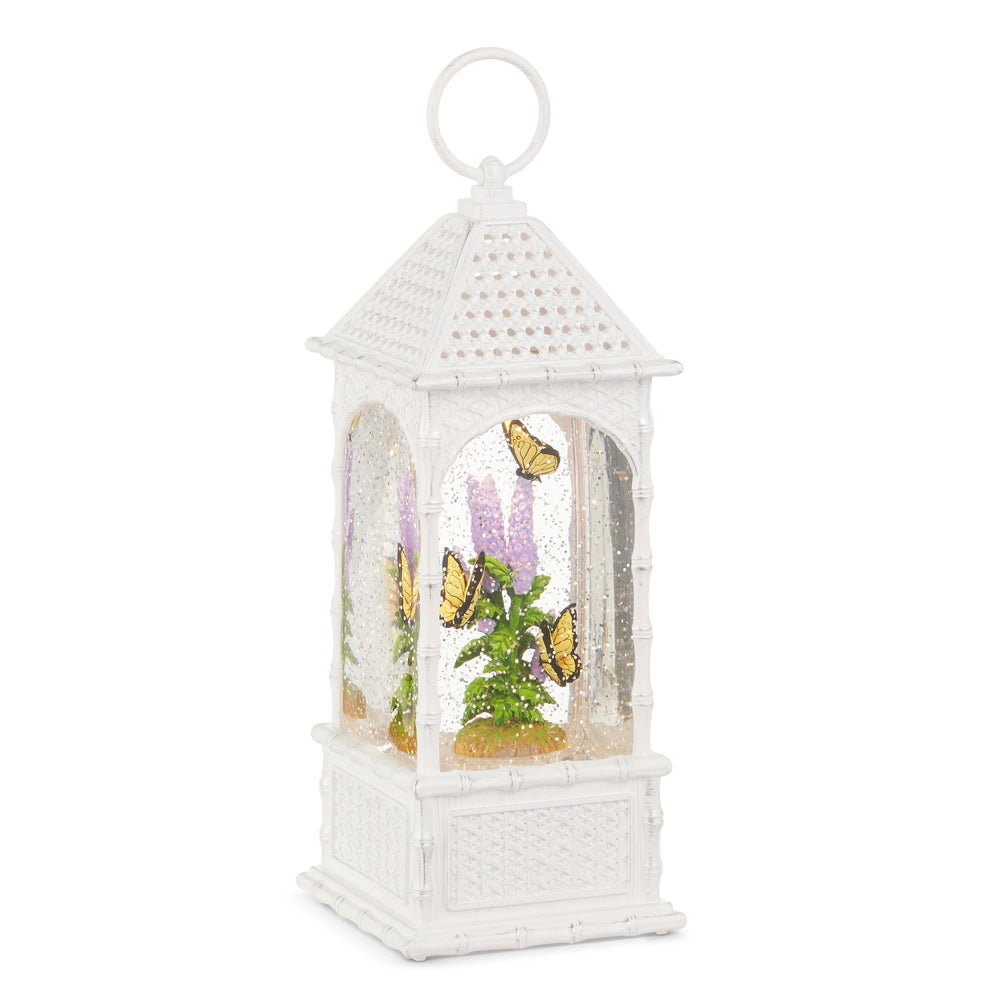 Floral Butterflies Lighted Water Cane Lantern