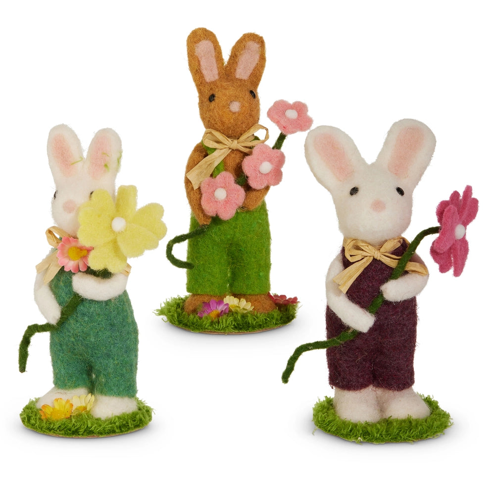 Felt Bunny with Flowers