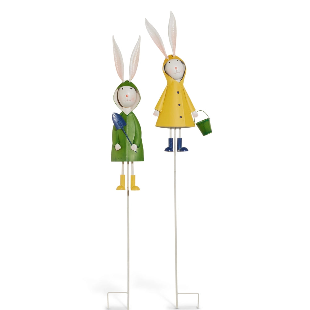Rabbits in Raincoats Garden Stake S/2