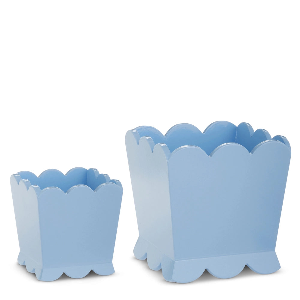 Blue Scalloped Planter