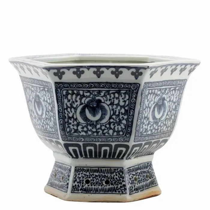 Blue & White Octagon Container