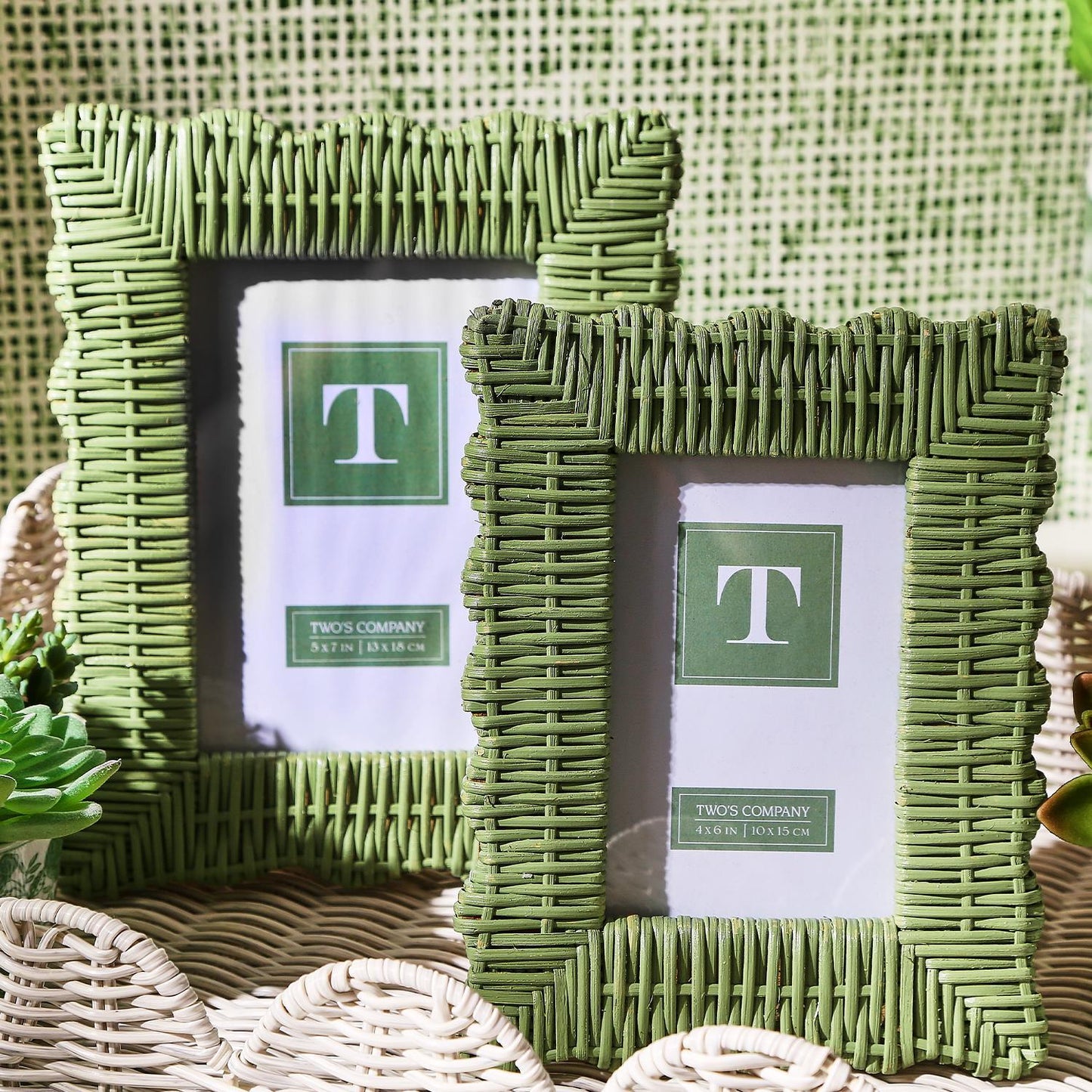 Green Wicker Photo Frame
