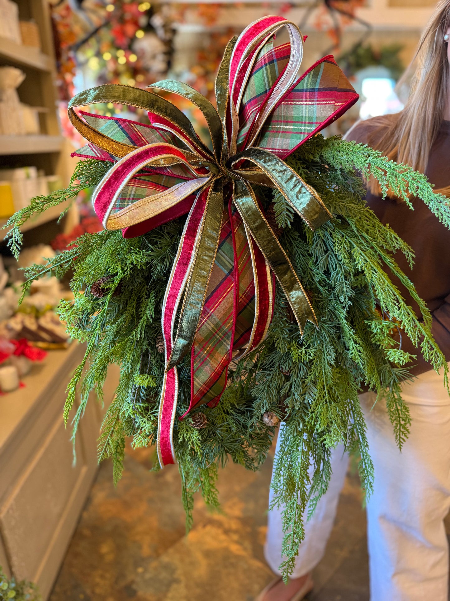 Bow with Red, Green, and Stripped Ribbon