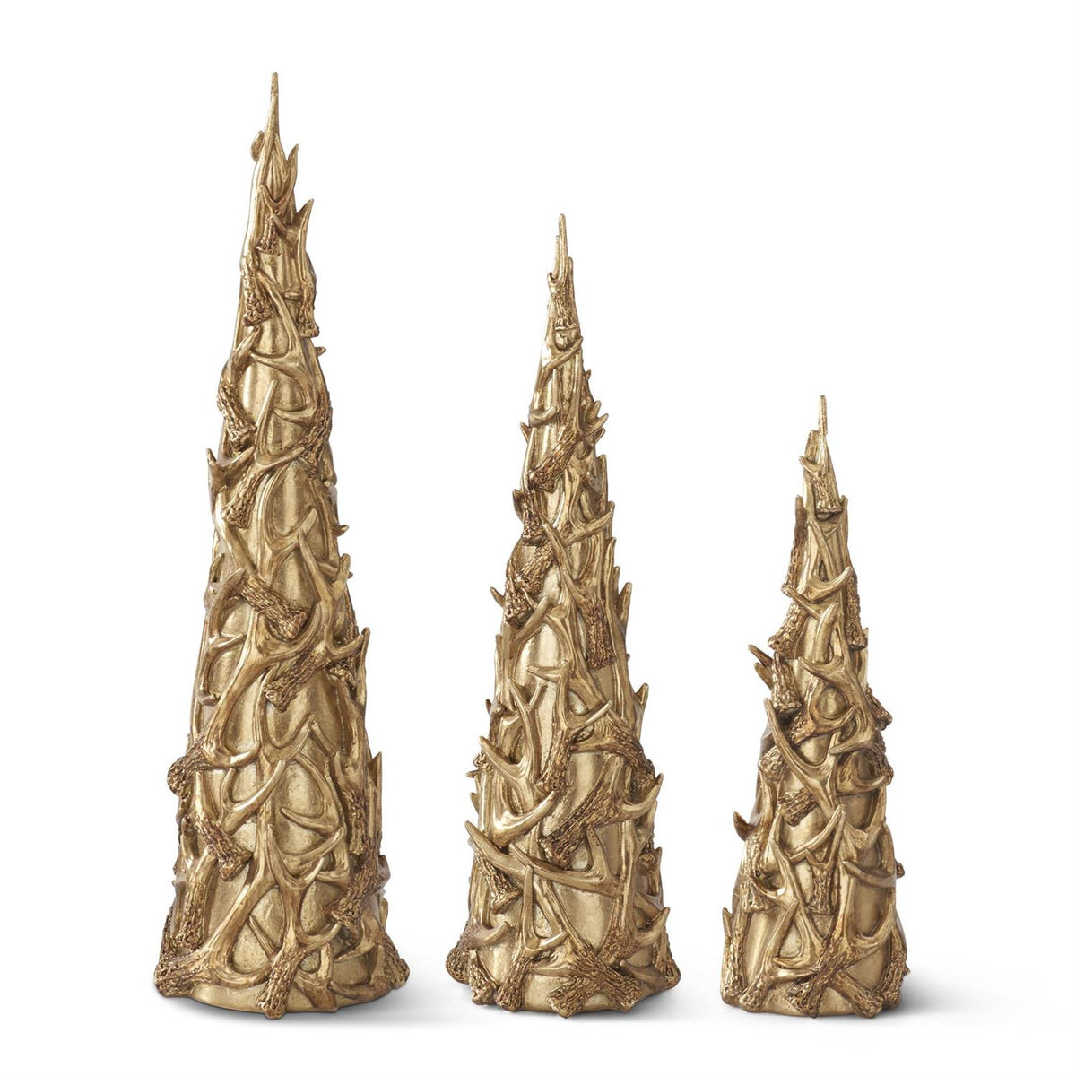 Set of 3 Gold Resin Antler Trees