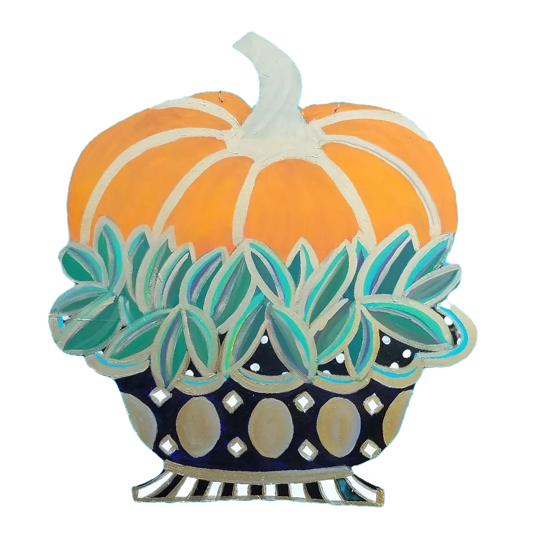 Pumpkin in Urn Door Hanger