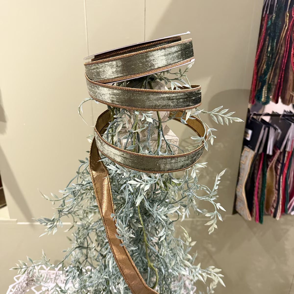 Smooth Velvet Olive Ribbon 1x10