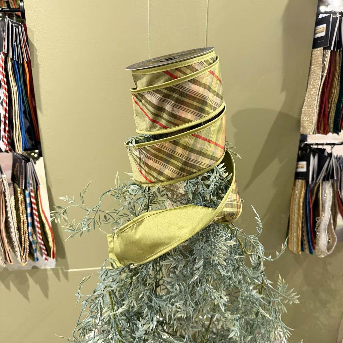 Tafetta Plaid Green Ribbon 2.5x10