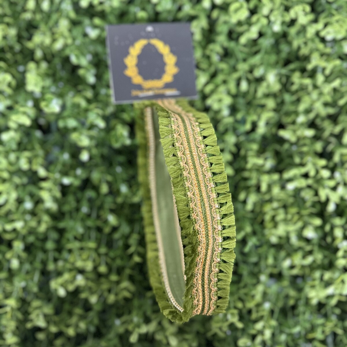 Tassel double Fringe Dupion Green Ribbon 1.5x10