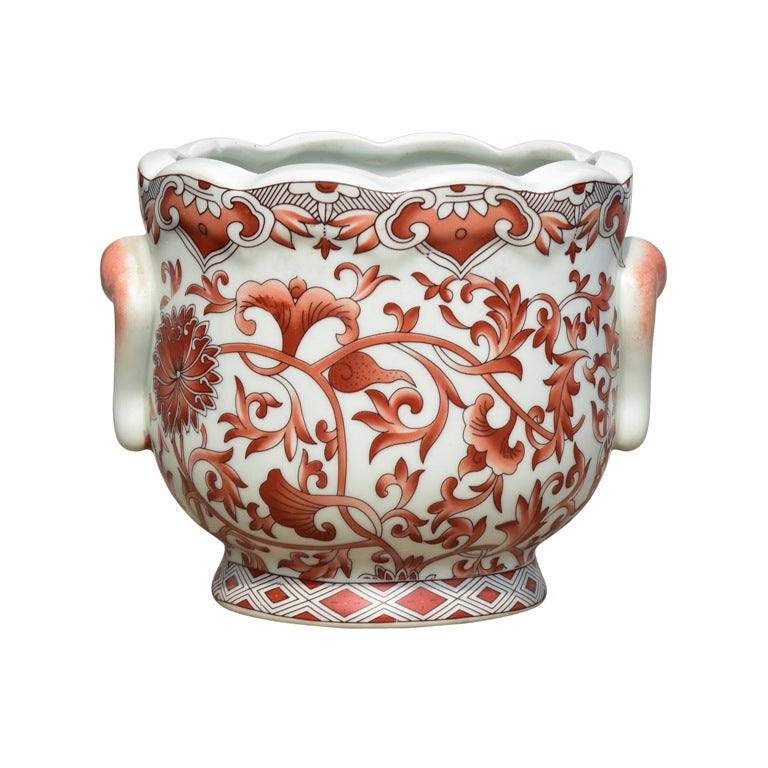 Orange and White Cachepot Planter