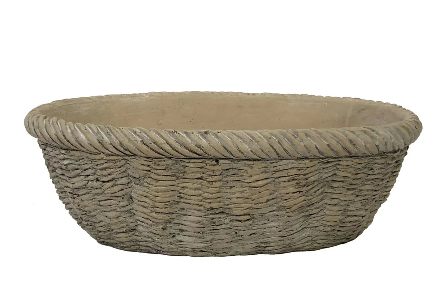 Cement Faux Low Basket Planter
