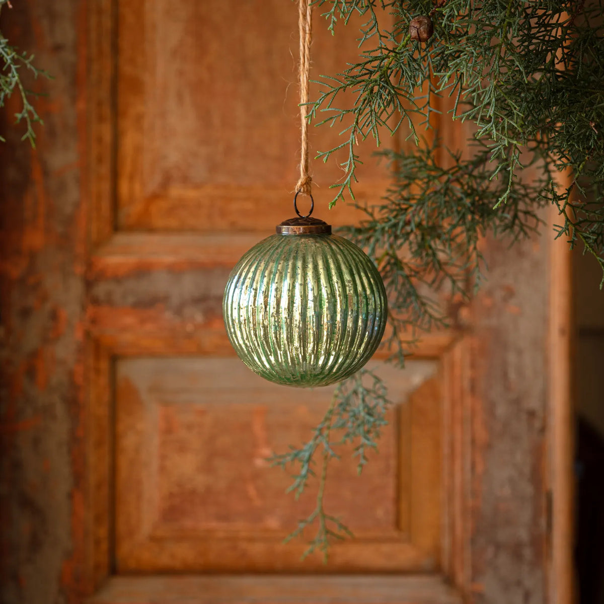 Spruce Mercury Glass Ball Ornament