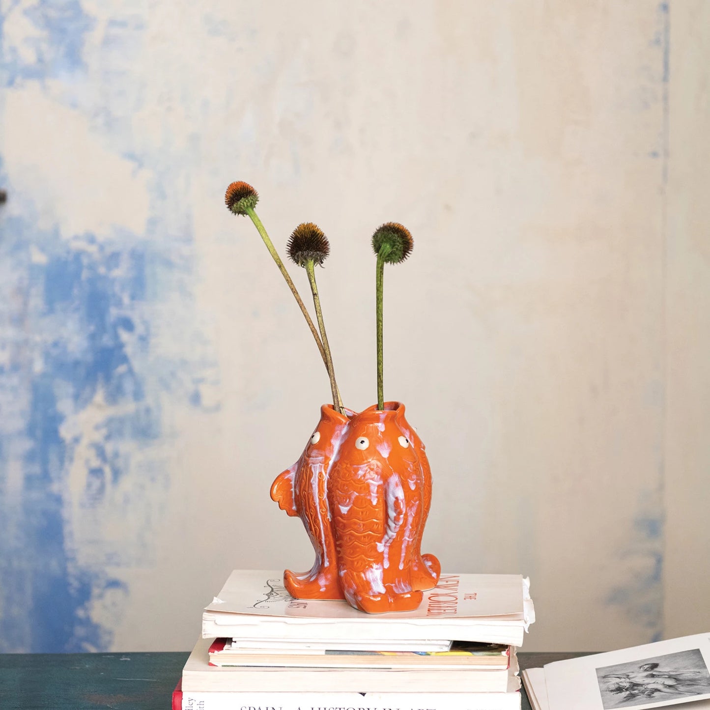 Stoneware Koi Fish Shaped Vase