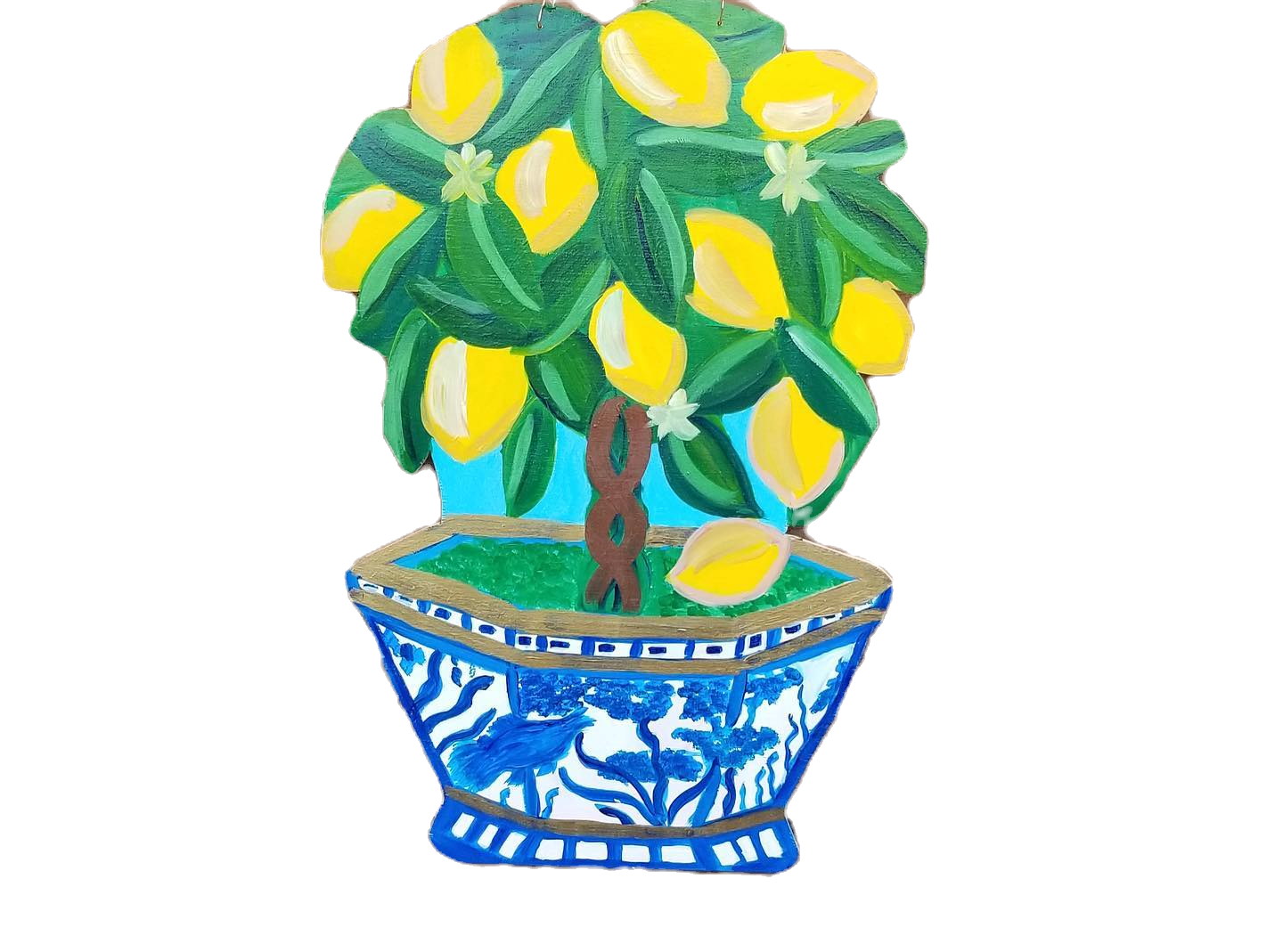 Lemon Tree in Ginger Jar Door Hanger