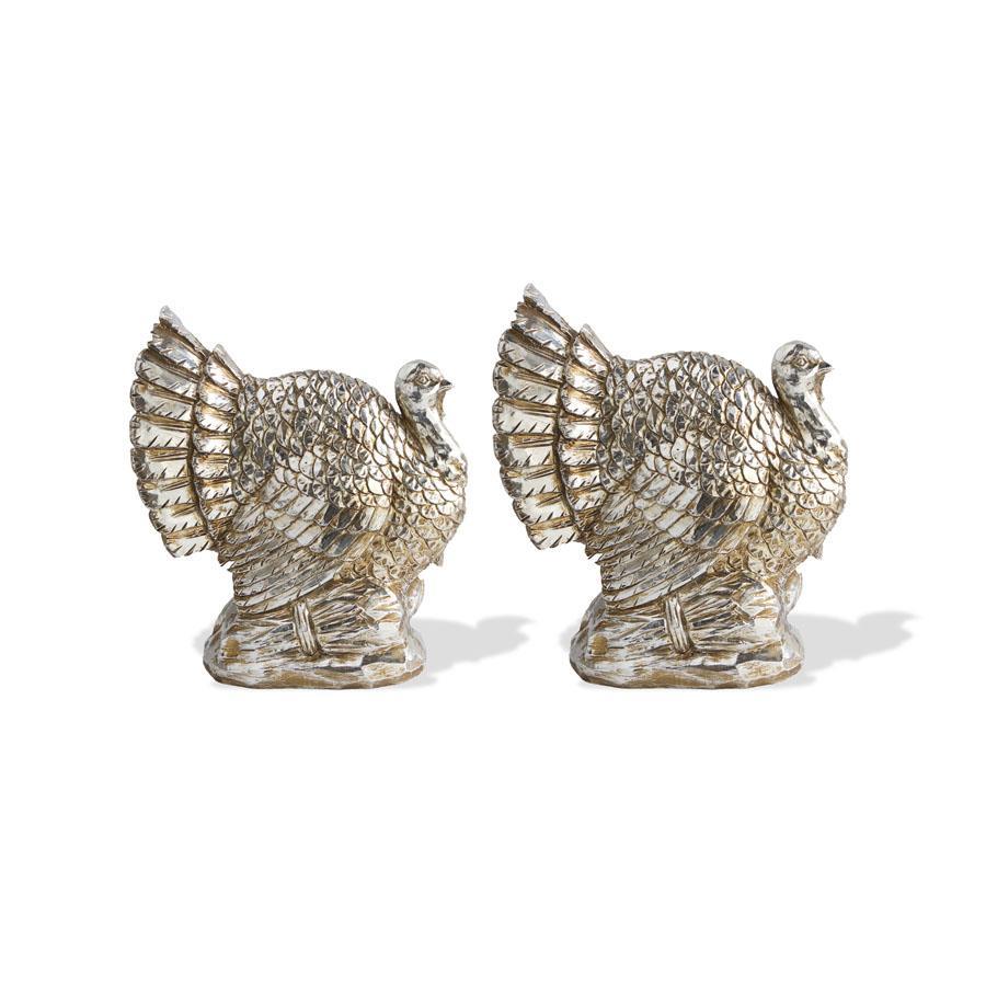 Set of 2 Silver Turkeys