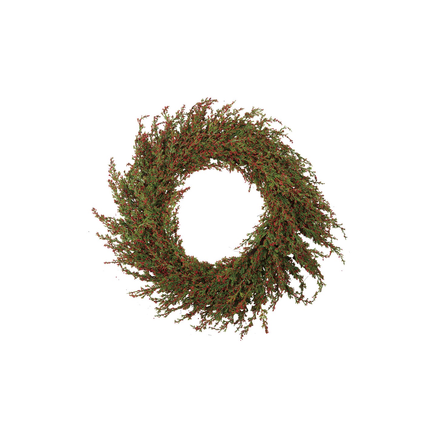 Faux Cypress Wreath with Red Berries