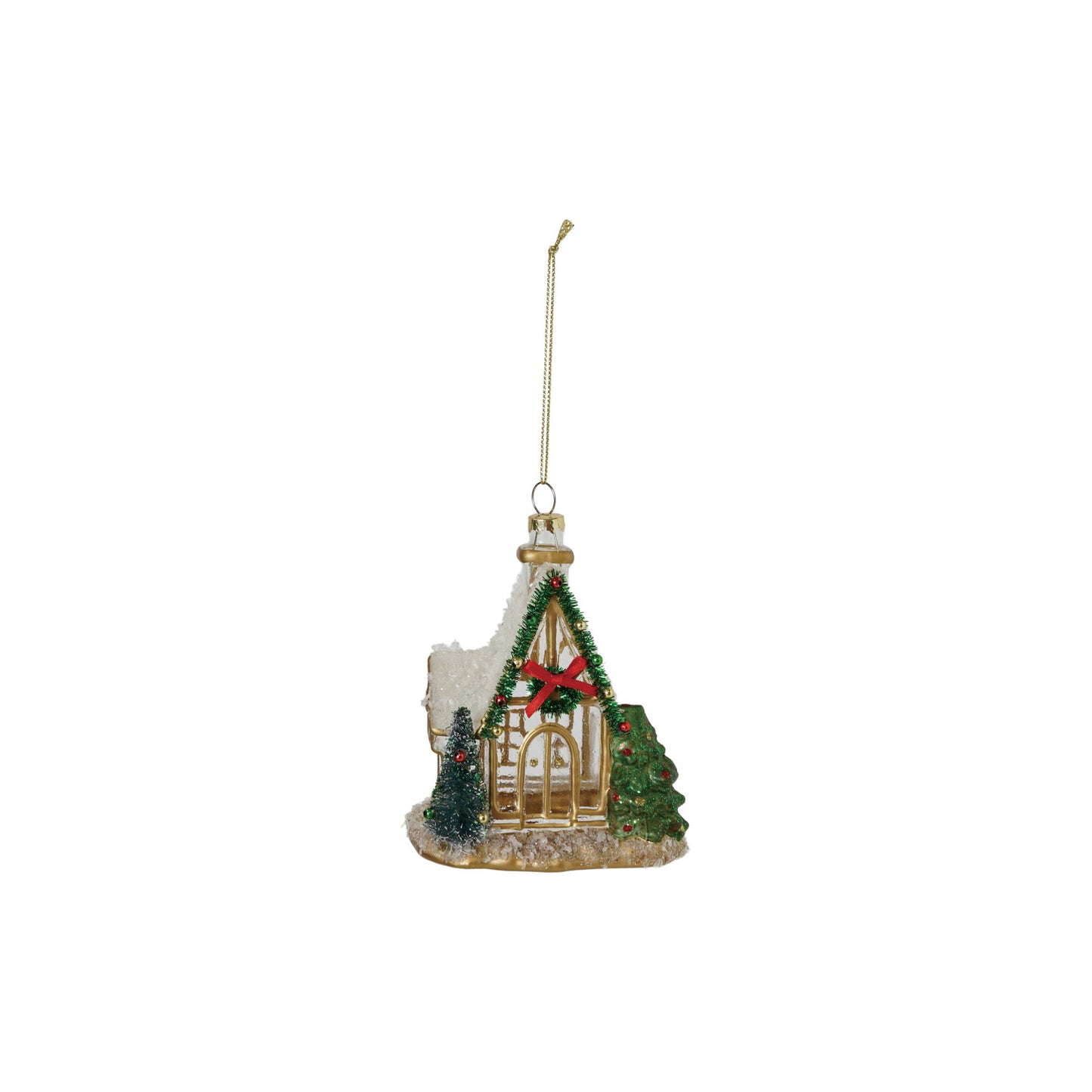 Chapel Ornament with Bottle Brush Tree