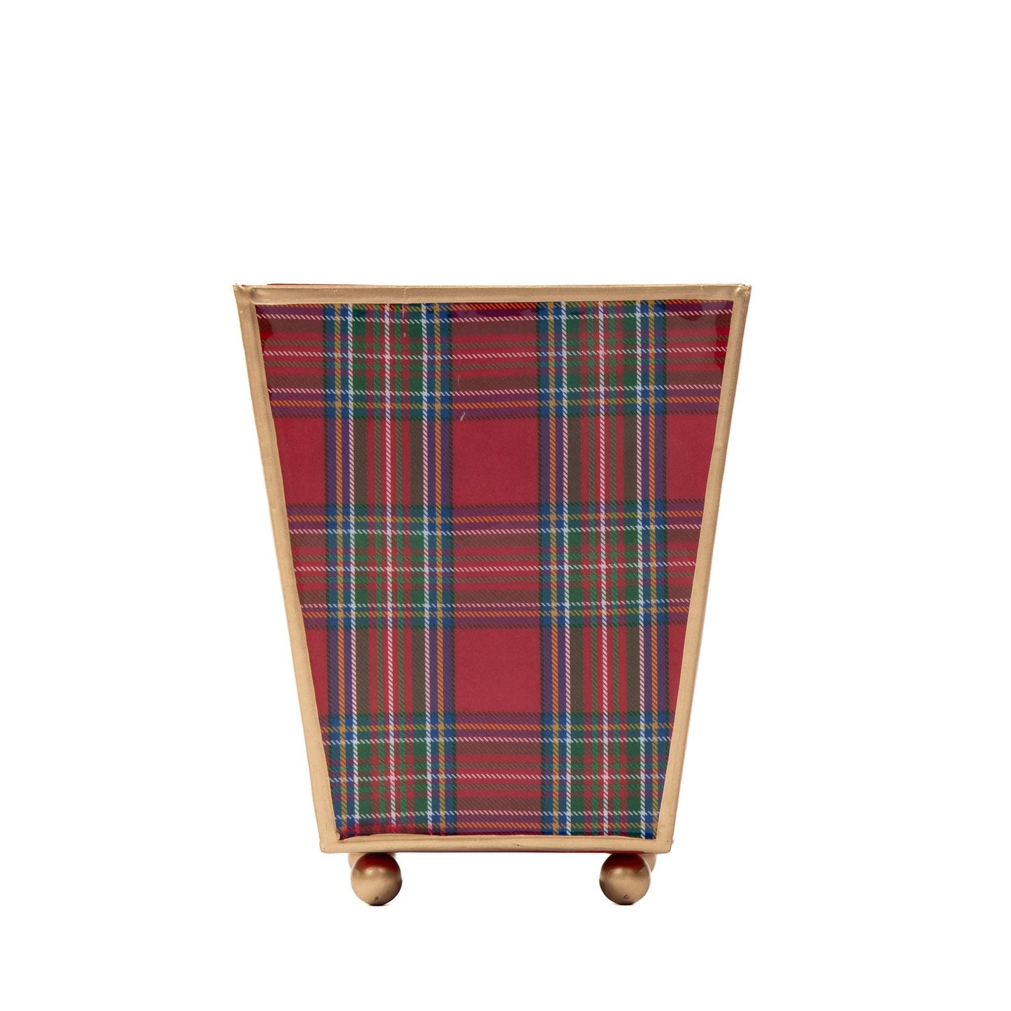 Tartan Plaid Enameled Square Cachepot Planter