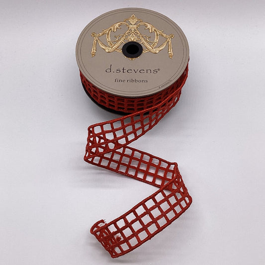 Red Metallic Window Pane Ribbon