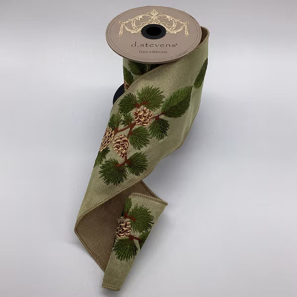 Pine Branch and Cones Ribbon