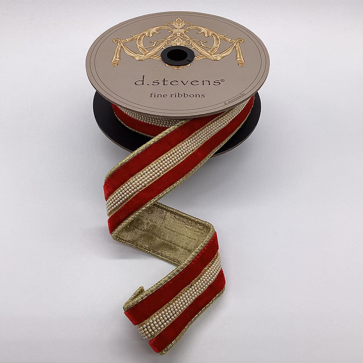 Red and Pearl Trim Ribbon