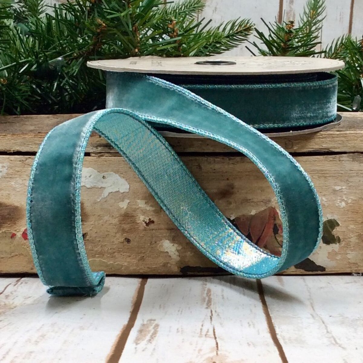 Moody Blue Velvet Ribbon 1"