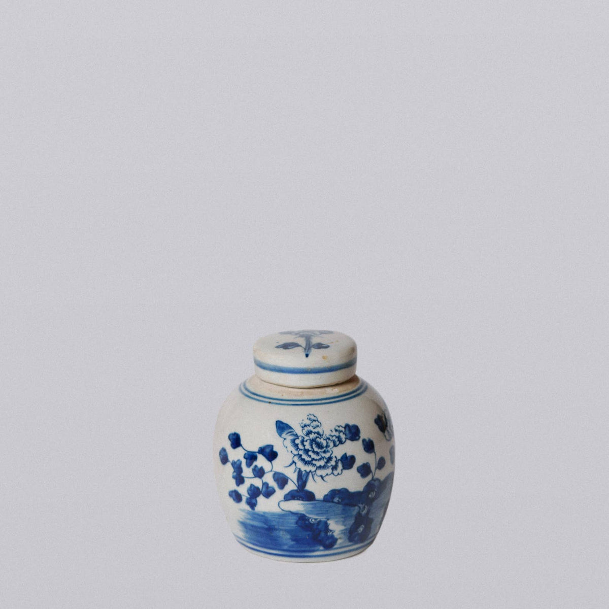 Blue & White Porcelain Mini Floral Jar