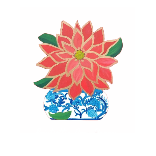 Poinsettia in Ginger Jar Door Hanger