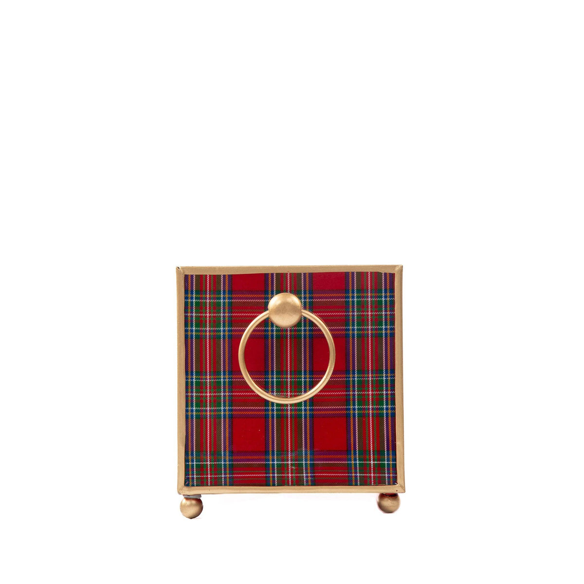 Tartan Plaid Enameled Rectangular Cachepot Planter 6x12
