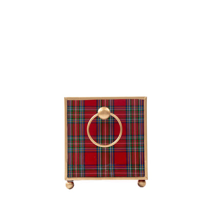 Tartan Plaid Enameled Rectangular Cachepot Planter 6x12