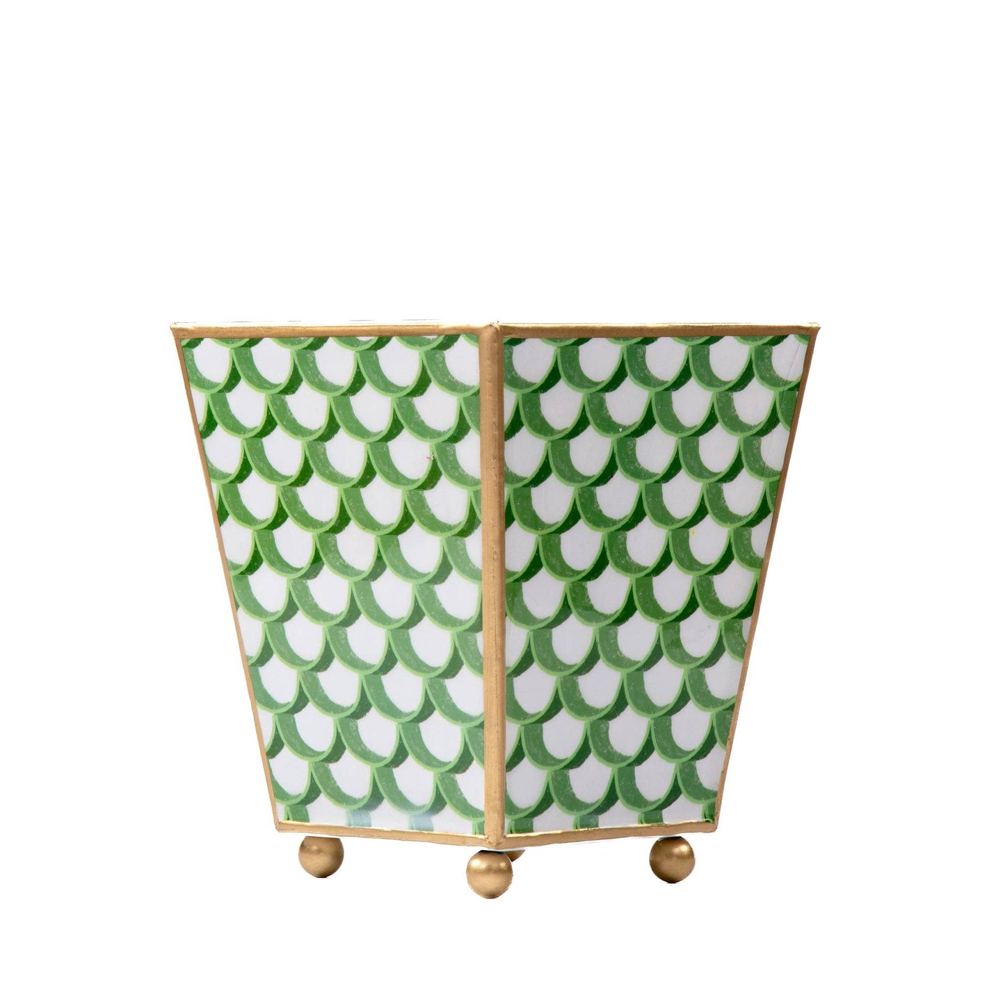 Scales Enameled Square Cachepot Planter - Green