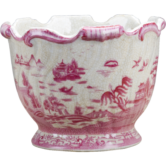 Pink And White Willow Porcelain Planter