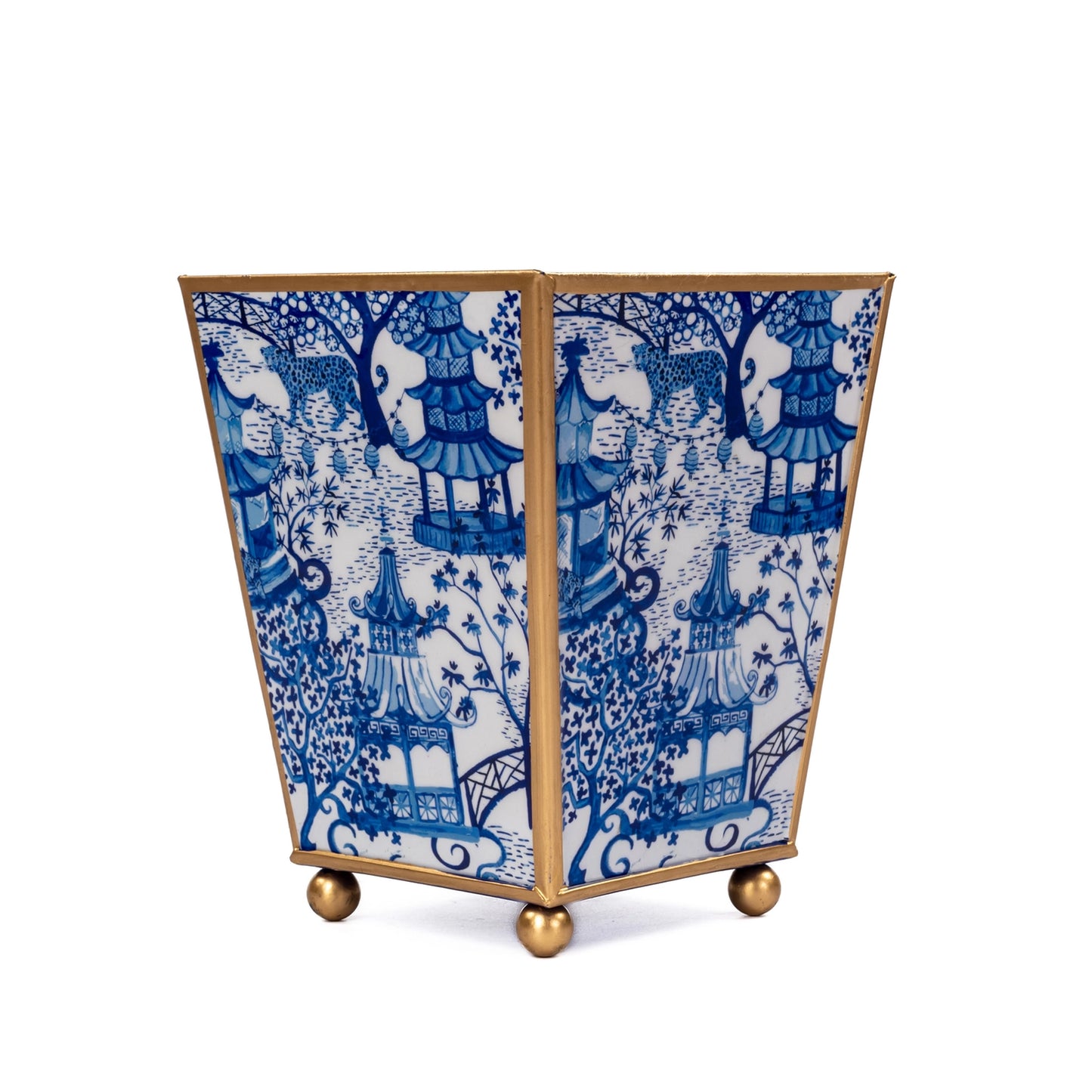 Garden Party Enameled Square Cachepot Planter