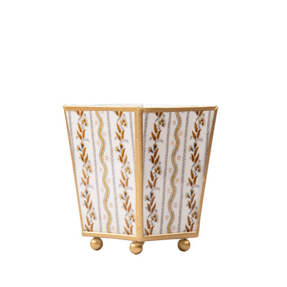 Emma Stripe Enameled Square Cachepot Planter