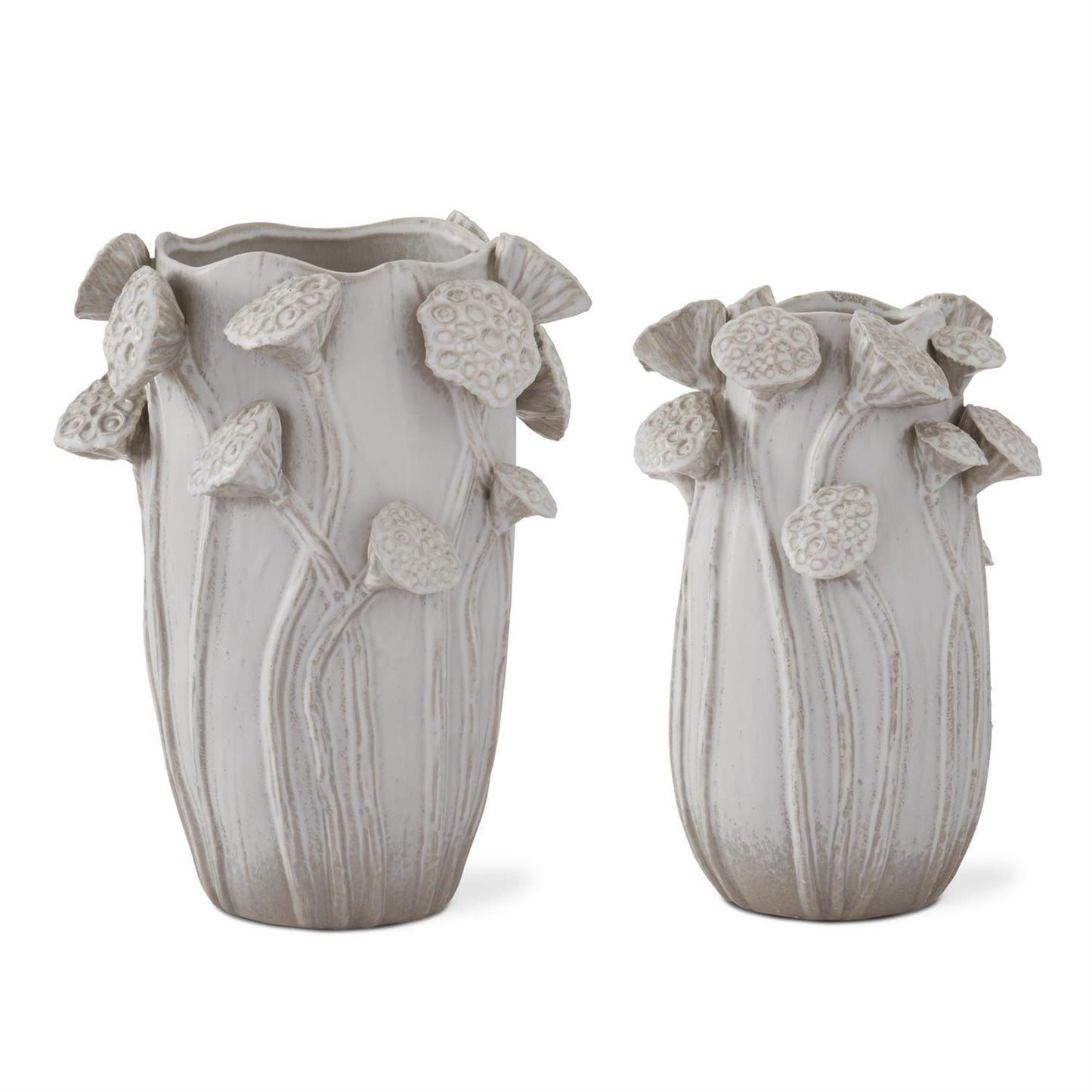 Cream Ceramic Lotus Vase