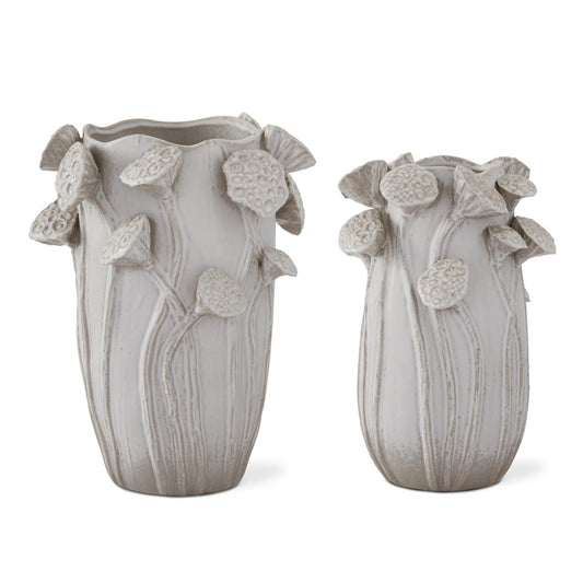 Cream Ceramic Lotus Vase
