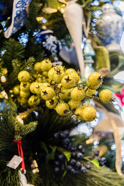 Green Crackle Glitter Rosehip Stem
