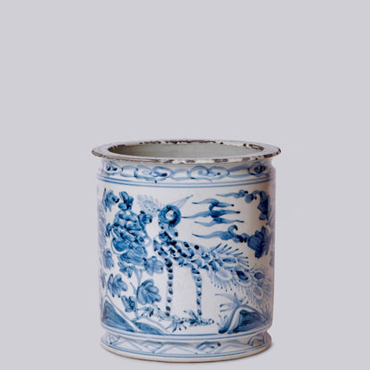 Rustic Peacock Blue and White Porcelain Orchid Pot