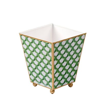 Scales Enameled Square Cachepot Planter - Green