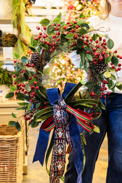 Berry and Pinecone Cedar Wreath