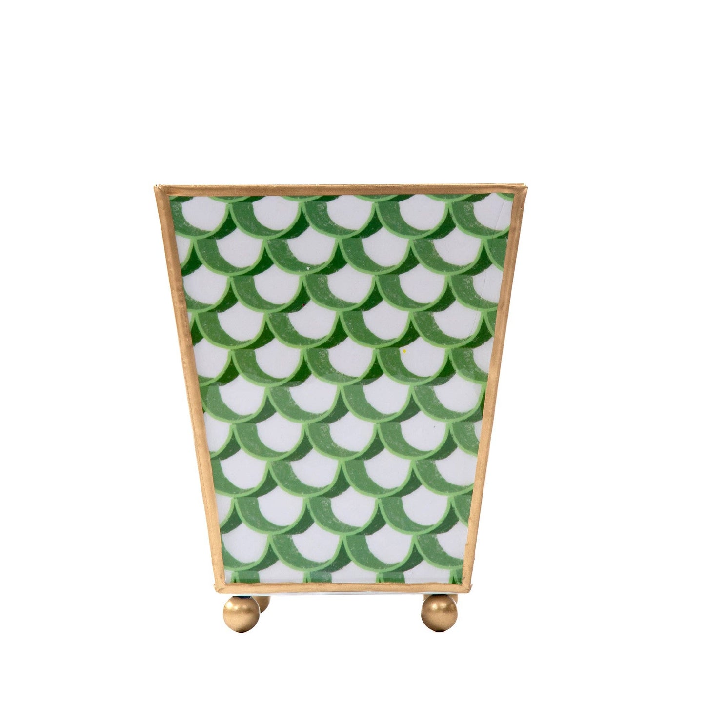 Scales Enameled Square Cachepot Planter - Green