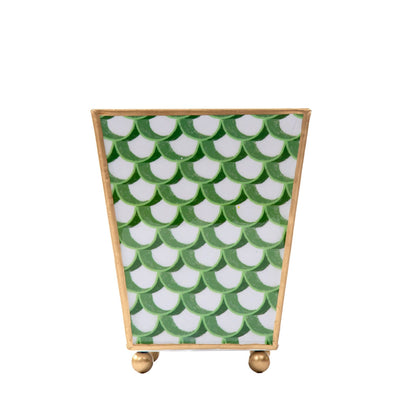 Scales Enameled Square Cachepot Planter - Green