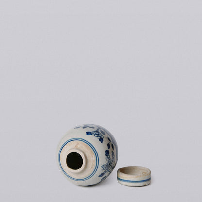 Blue & White Porcelain Mini Floral Jar