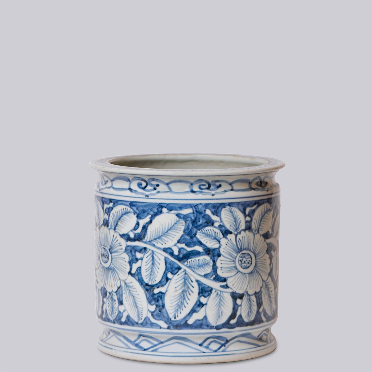 Blue and White Porcelain Floral Orchid Pot