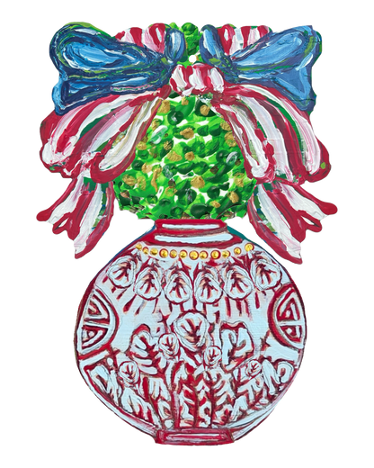 Topiary in Red Ginger Jar Door Hanger
