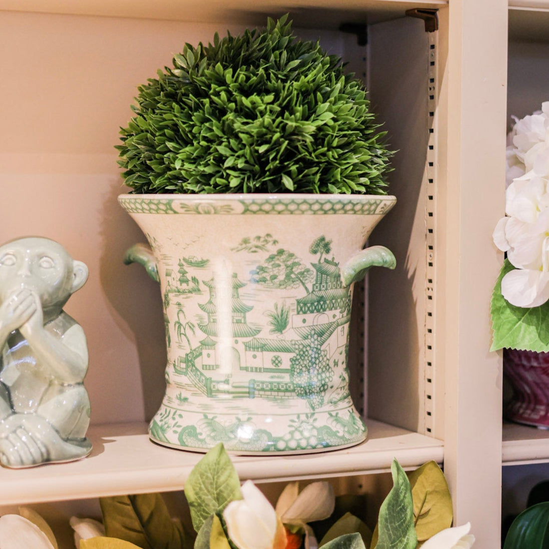 Green and White Planter/Vase